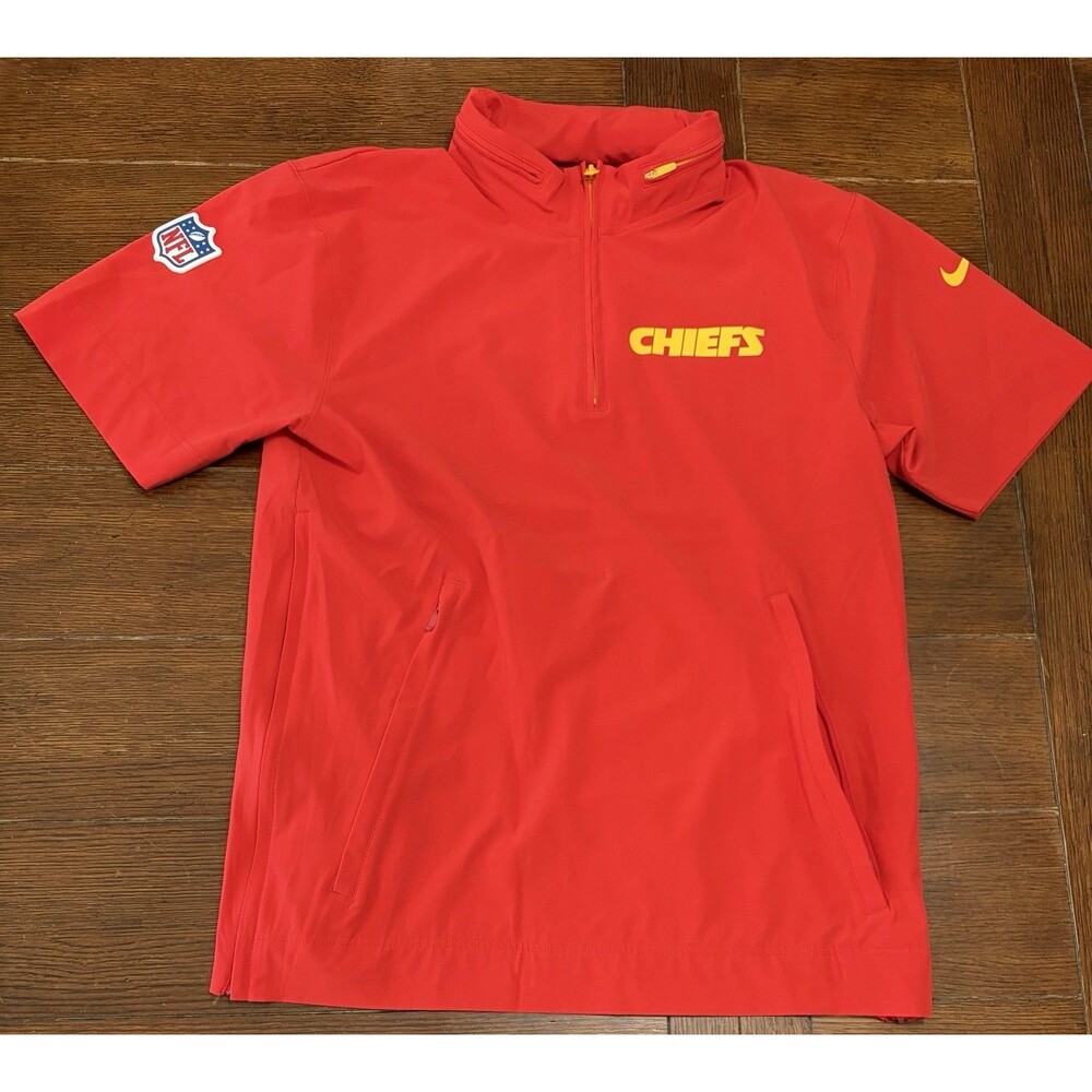 Nike On Field Short Sleeve Jacket Mens S Red Kansas City Chiefs Coaches Polo